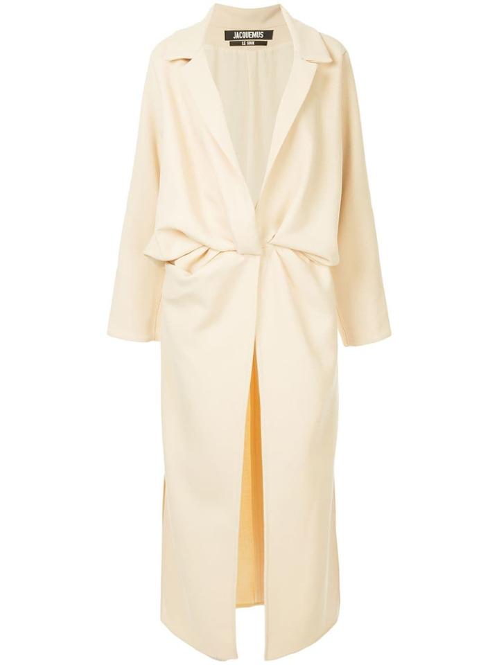 Jacquemus Wrap Front Long Coat - Neutrals