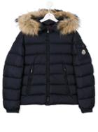Moncler Kids Fur Trimmed Padded Jacket, Boy's, Size: 14 Yrs, Blue