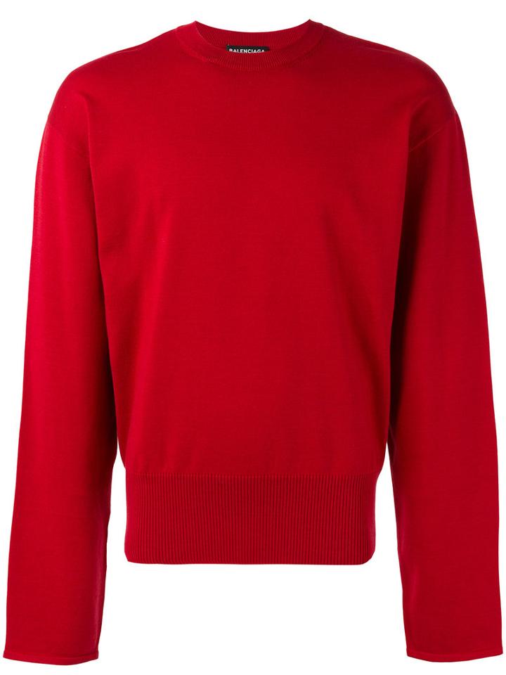 Balenciaga Ribbed Detail Jumper, Men's, Size: Xs, Red, Cotton/nylon