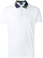 Fendi Striped Collar Polo Shirt, Men's, Size: 56, White, Cotton