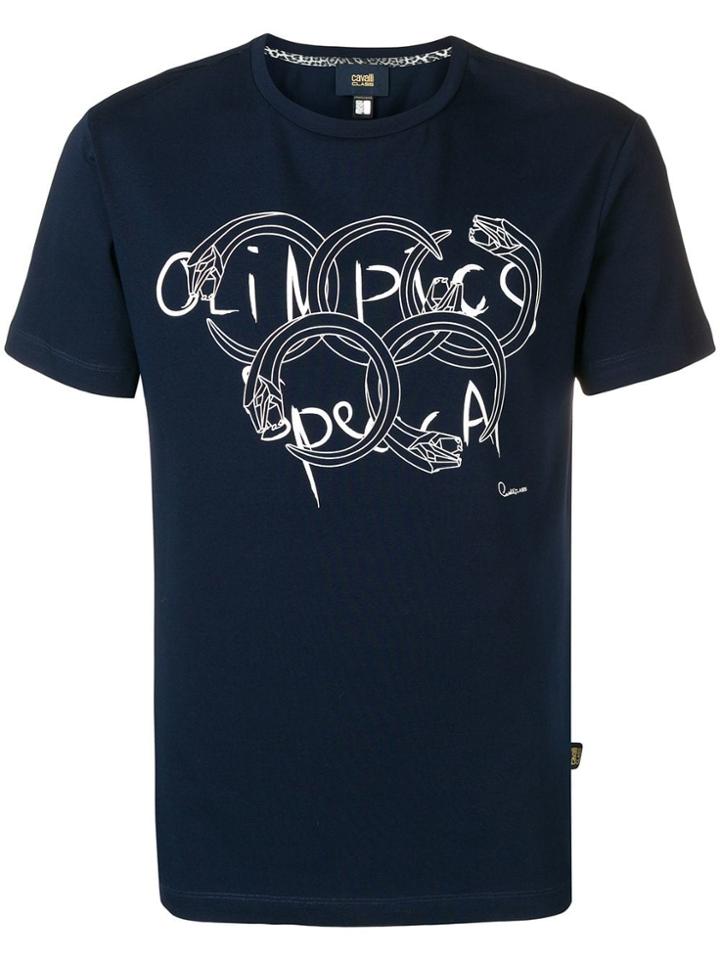 Cavalli Class Olympic Print T-shirt - Blue