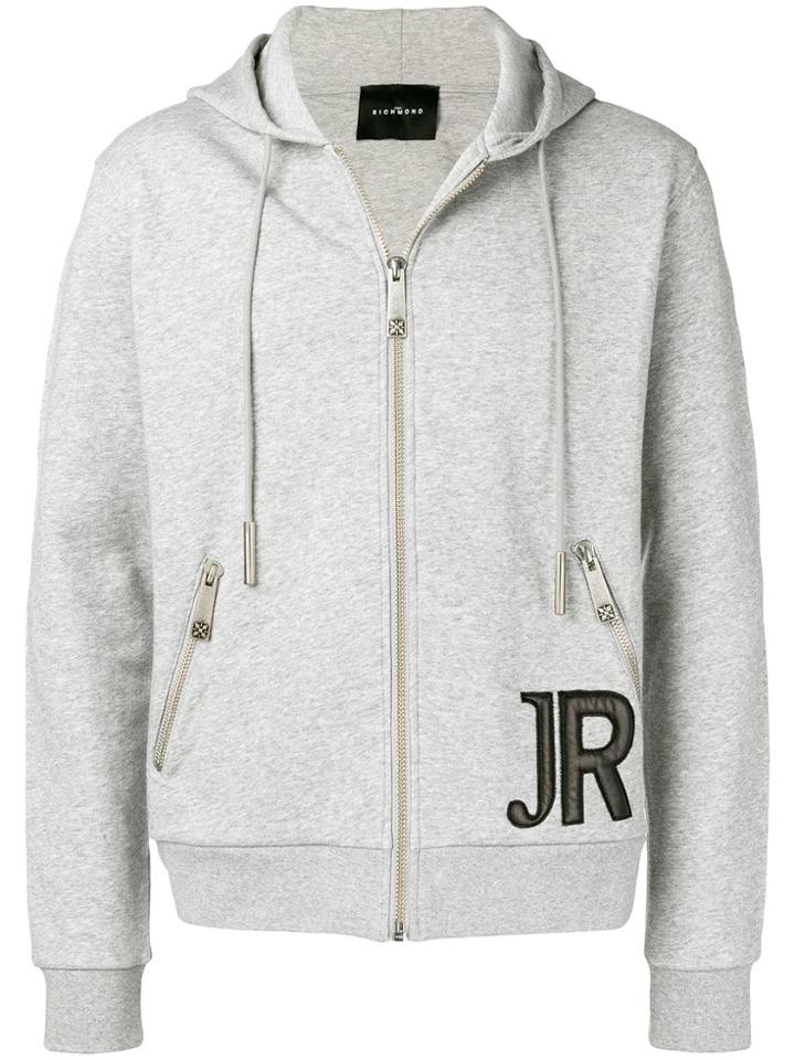 John Richmond Logo Patch Hoodie - Grey