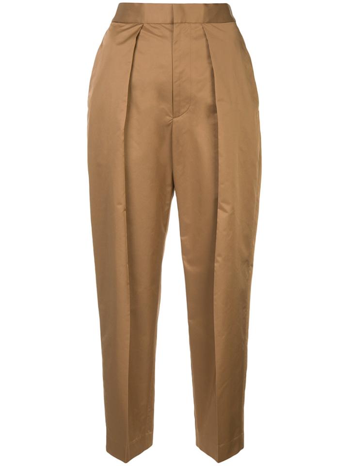Astraet Pleated Front Tapered Trousers - Brown