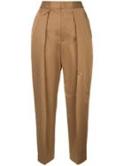 Astraet Pleated Front Tapered Trousers - Brown