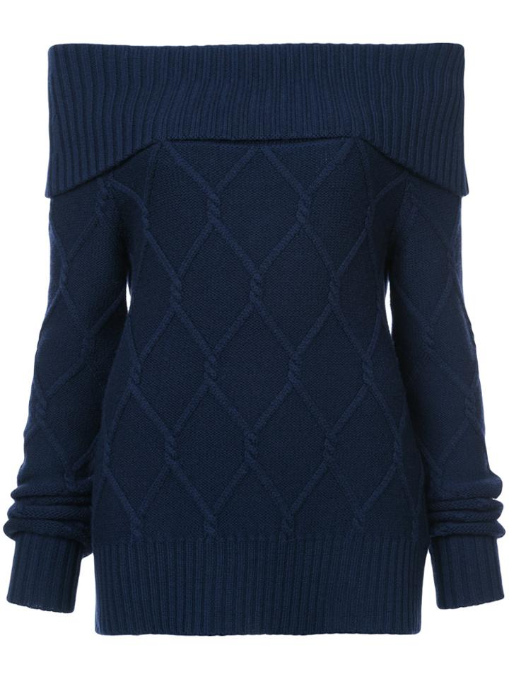 Oscar De La Renta Off-the-shoulder Cable Knit Sweater - Black