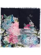 Gucci Blooms Print Shawl, Women's, Blue, Silk/cashmere