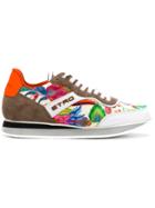 Etro Colour-block Floral Sneakers - Multicolour