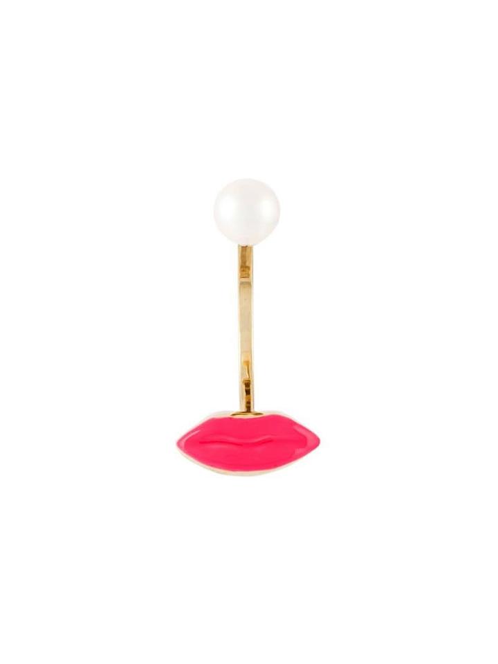 Delfina Delettrez 9kt Gold Lips Piercing Earring - Pink