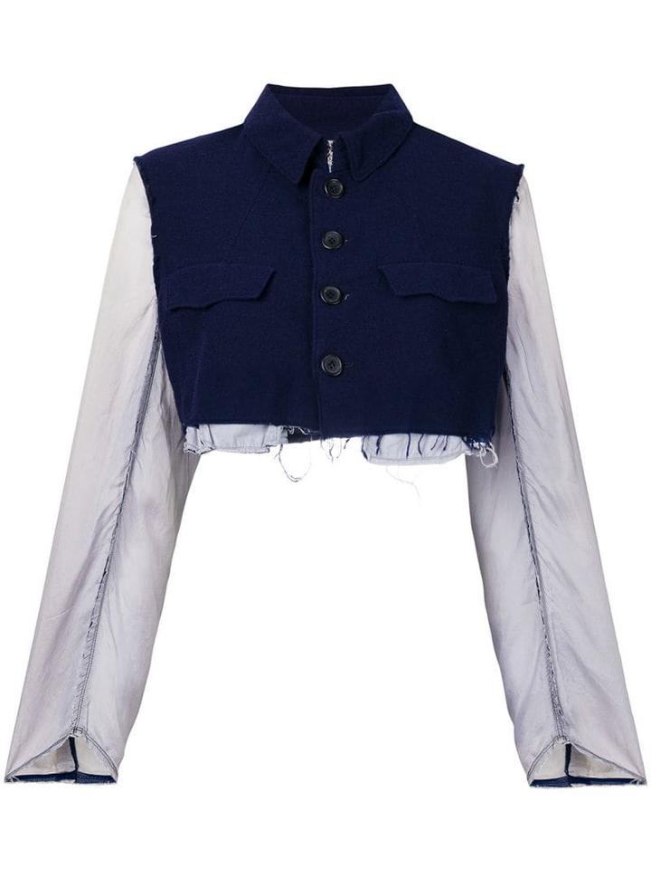 Comme Des Garçons Pre-owned Tonal Cropped Jacket - Blue