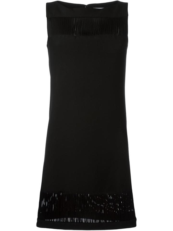 Versace Collection Fringed Hem Sleeveless Dress, Women's, Size: 46, Black, Polyester/viscose/cotton/spandex/elastane