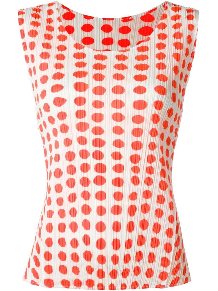 Pleats Please By Issey Miyake Dots Print Ribbed Tank Top