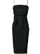 Misha Collection Raw Edge Waist Tie Dress - Black