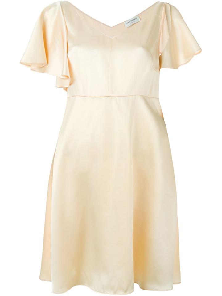 Saint Laurent Shoulder Slit Flared Dress - Yellow & Orange