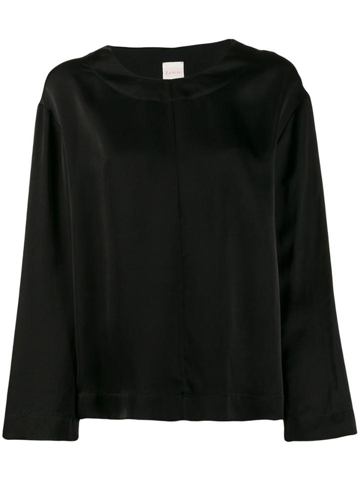 Zanini Loose-fit Satin Blouse - Black