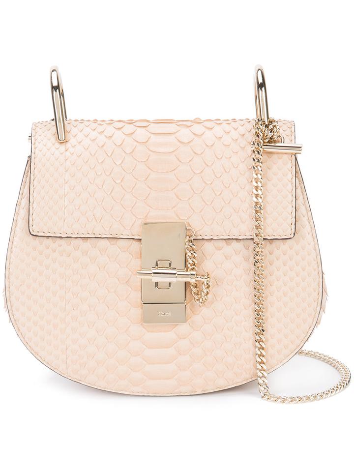 Chloé - Mini Drew Shoulder Bag - Women - Lamb Skin/python Skin/metal - One Size, Nude/neutrals, Lamb Skin/python Skin/metal