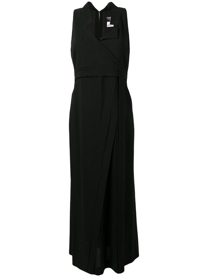 Chanel Vintage Wrap-front Maxi Dress - Black