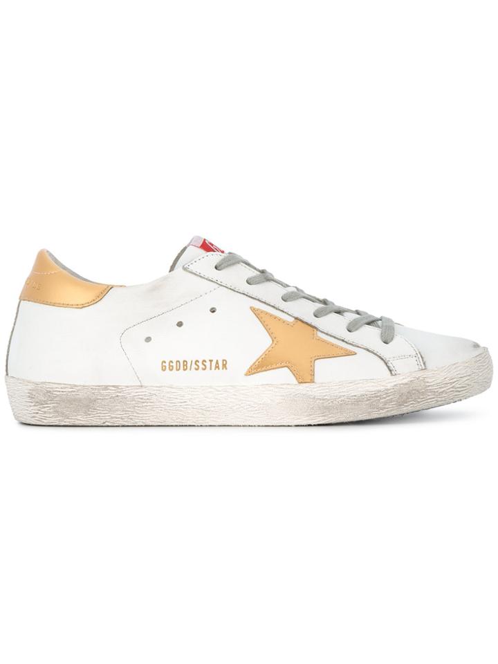 Golden Goose Deluxe Brand White & Gold Superstar Sneakers