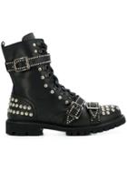 Christian Pellizzari Studded Buckled Ankle Boots - Black