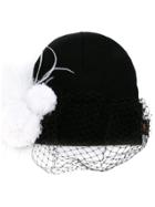 Piers Atkinson Feathered Veil Beanie - Black