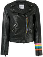 Mira Mikati Rainbow Cuff Biker Jacket - Black
