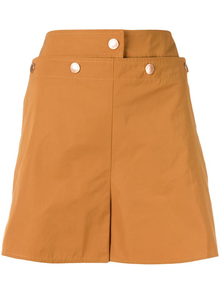 See By Chloé Metallic Button Bermuda Shorts - Brown