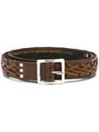 Saint Laurent Braided Belt, Men's, Size: 85, Brown, Leather