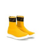 Fendi Kids Teen Ff Hi Top Sock Sneakers - Yellow