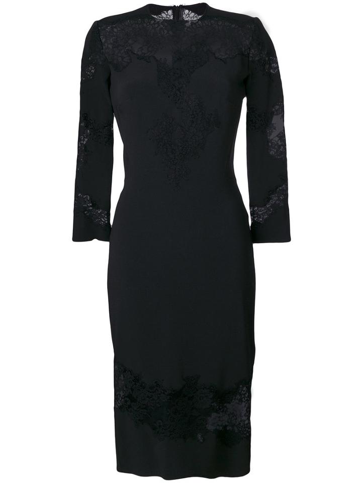 Ermanno Scervino - Lace Detail Fitted Dress - Women - Spandex/elastane/acetate/viscose - 48, Black, Spandex/elastane/acetate/viscose