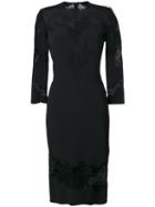 Ermanno Scervino - Lace Detail Fitted Dress - Women - Spandex/elastane/acetate/viscose - 48, Black, Spandex/elastane/acetate/viscose