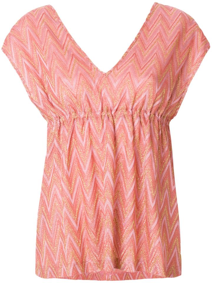 M Missoni V-neck Blouse - Pink & Purple