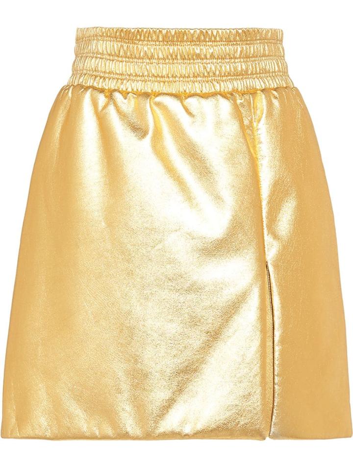 Miu Miu Laminated Nappa Leather Skirt - Gold