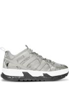 Burberry Metallic Leather And Nylon Union Sneakers - Silver