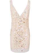 Amen Deep V-neck Embellished Dress - Nude & Neutrals