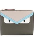 Fendi - Monster Eyes Studded Clutch - Women - Calf Leather/metal (grey) - One Size, Calf Leather/metal