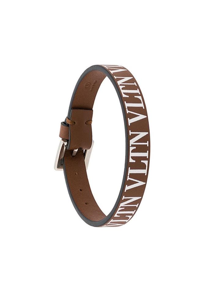 Valentino Valentino Garavani Vltn Leather Bracelet - Brown