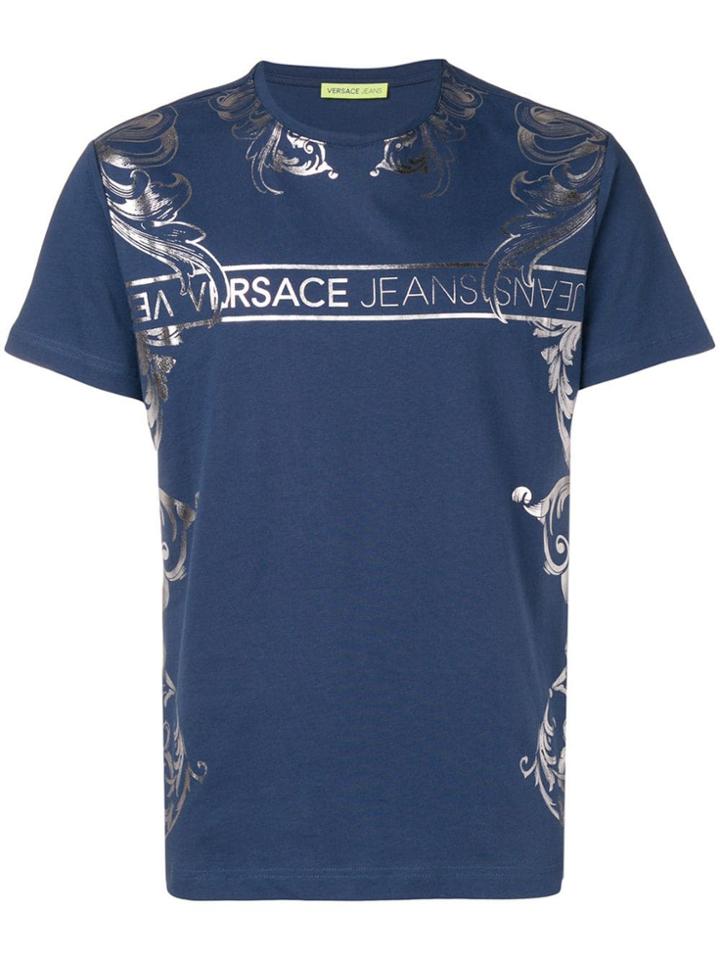 Versace Jeans Metallic-effect Print T-shirt - Blue