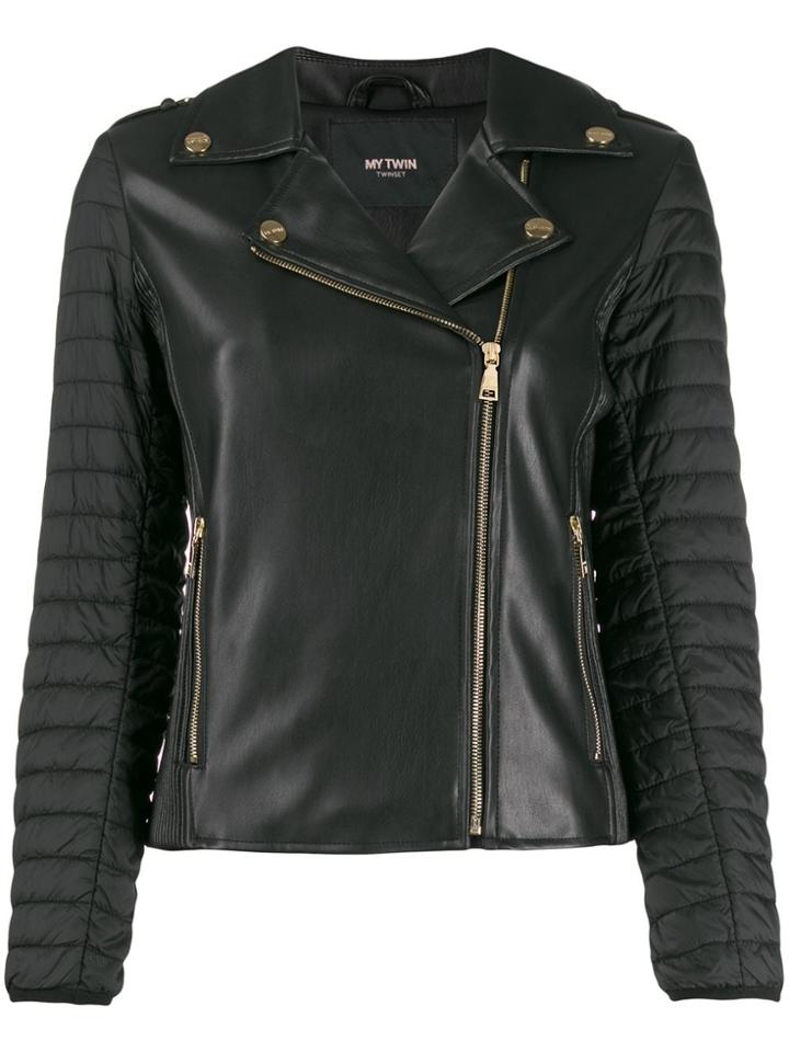 Twin-set Padded Sleeved Faux-leather Jacket - Black