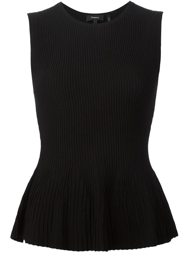 Theory Peplum Top, Women's, Size: Xs, Black, Viscose/polyester