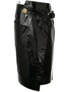 Petar Petrov Patent Wrap Skirt - Black