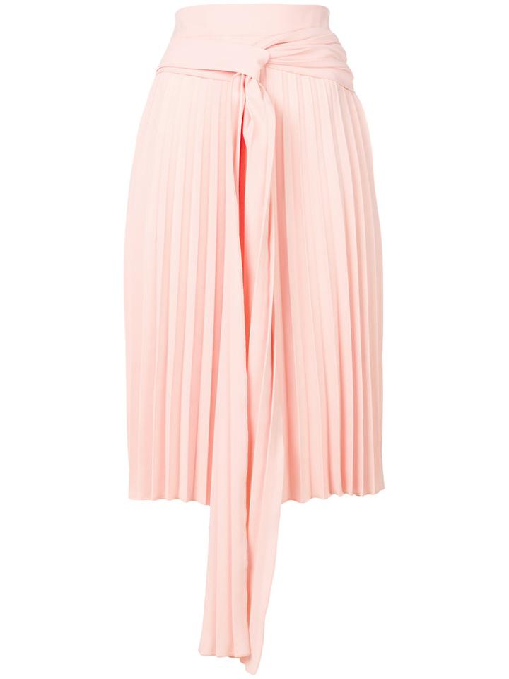 Ioana Ciolacu - Pleated Skirt With Tie - Women - Polyester - Xs, Pink/purple, Polyester