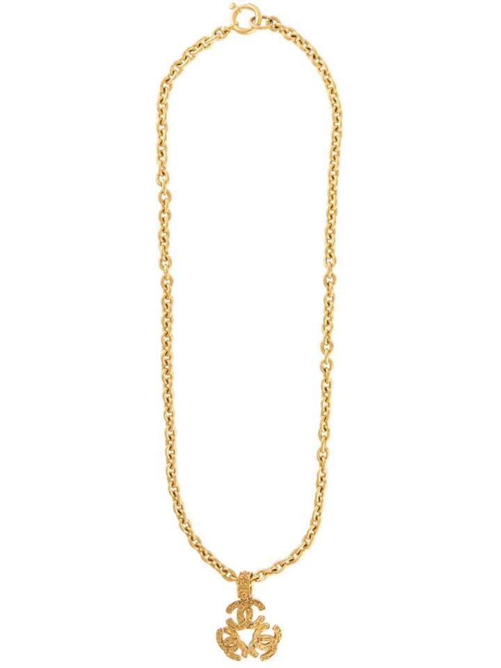 Chanel Pre-owned 1994 Autumn Triple Cc Charm Necklace - Gold