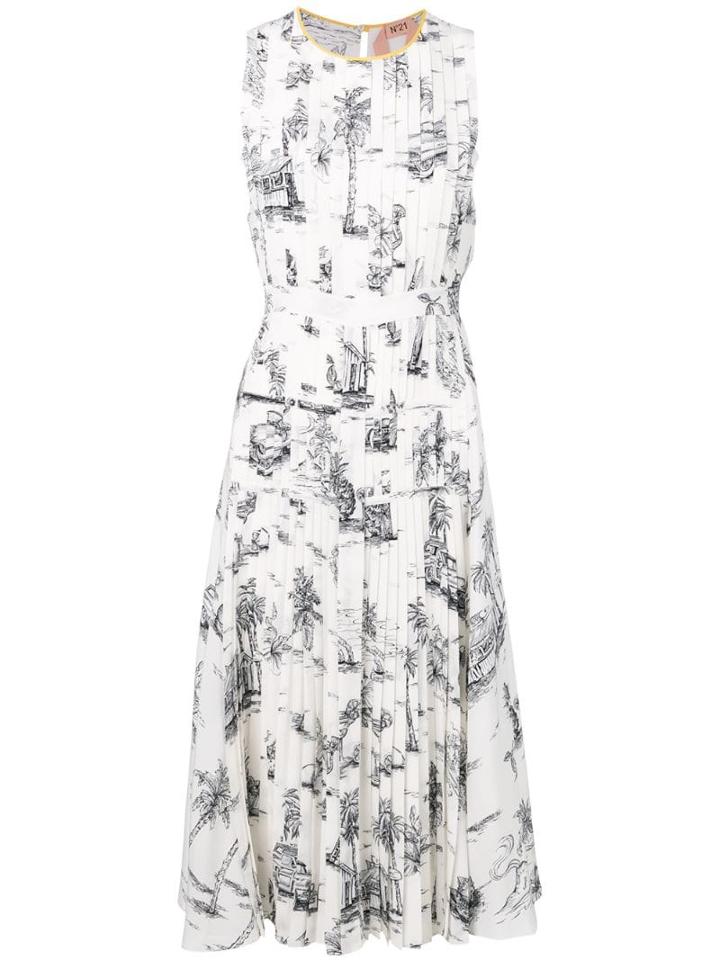 Nº21 Graphic Print Midi Dress - White