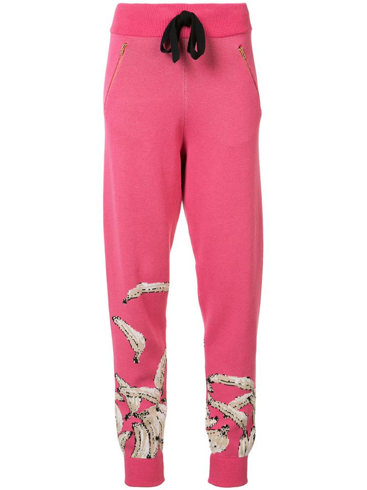 Baja East - Knitted Banana Track Pants - Women - Cotton/viscose - 1, Pink/purple, Cotton/viscose
