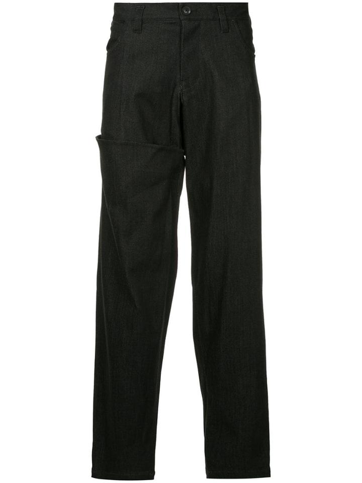 Yohji Yamamoto N-r Hole Stole Denim Pants - Black