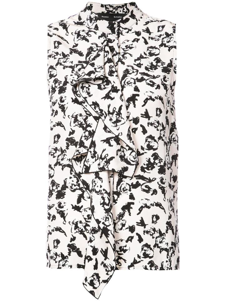 Proenza Schouler Sleeveless Ruffle Button Down Top - Pink & Purple