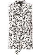 Proenza Schouler Sleeveless Ruffle Button Down Top - Pink & Purple