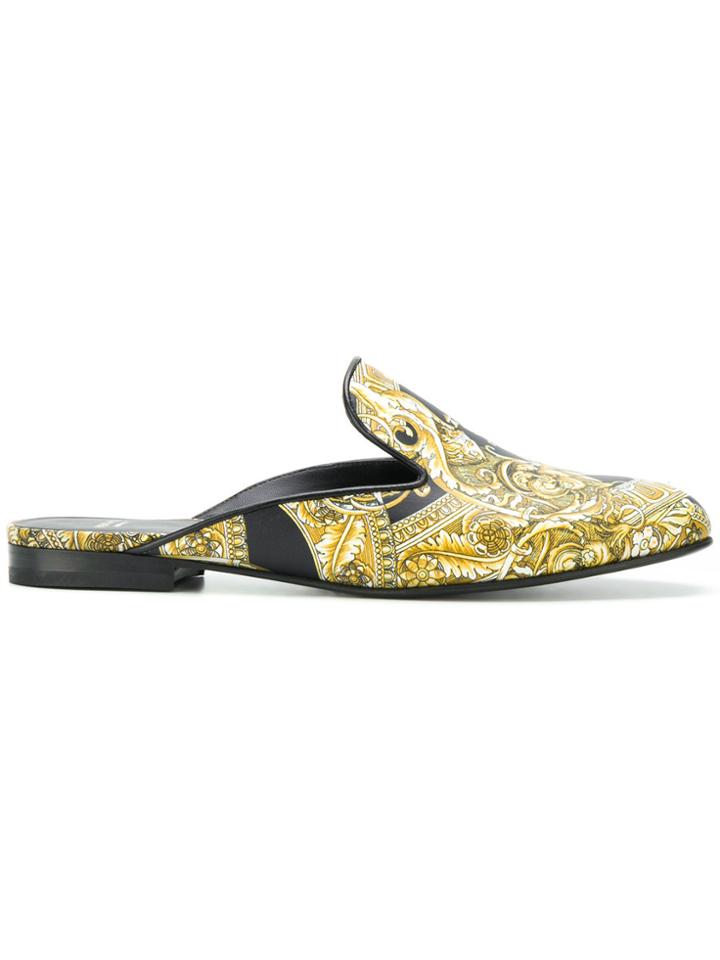 Versace Baroque Printed Mules - Yellow & Orange