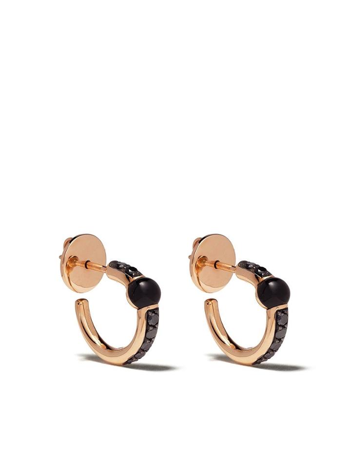 Pomellato 18kt Rose Gold M'ama Non M'ama Onyx And Diamond Hoops -
