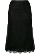 Valentino Polka Dots Sheer Skirt - Black