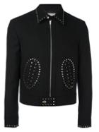 Saint Laurent Studded Short Jacket, Men's, Size: 50, Black, Cotton/cupro/wool